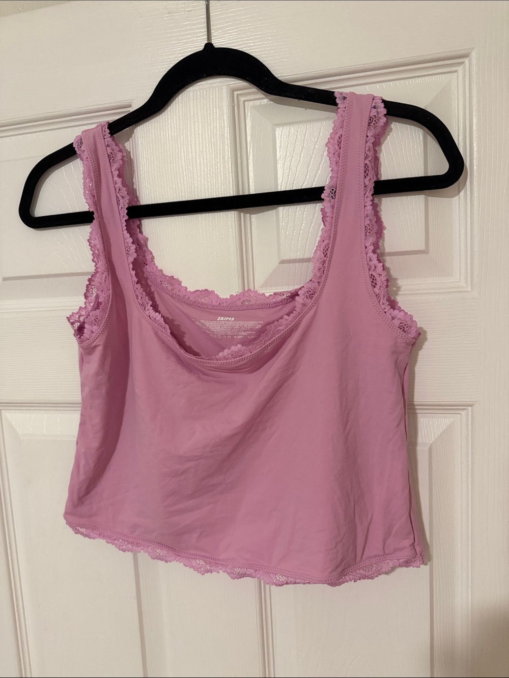 SKIMS Women’s Lace-Trim Tank Top Crop - Pink